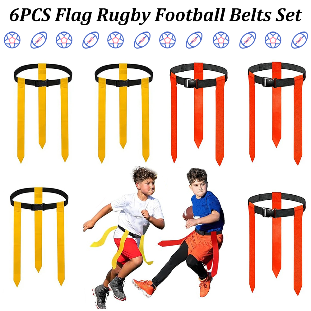 Sports Equipment Kids - 6-teiliges Flag-Football-Gürtel-Set, verstellbarer Rugby-Flag-Gürtel, Outdoor-Trainings- und