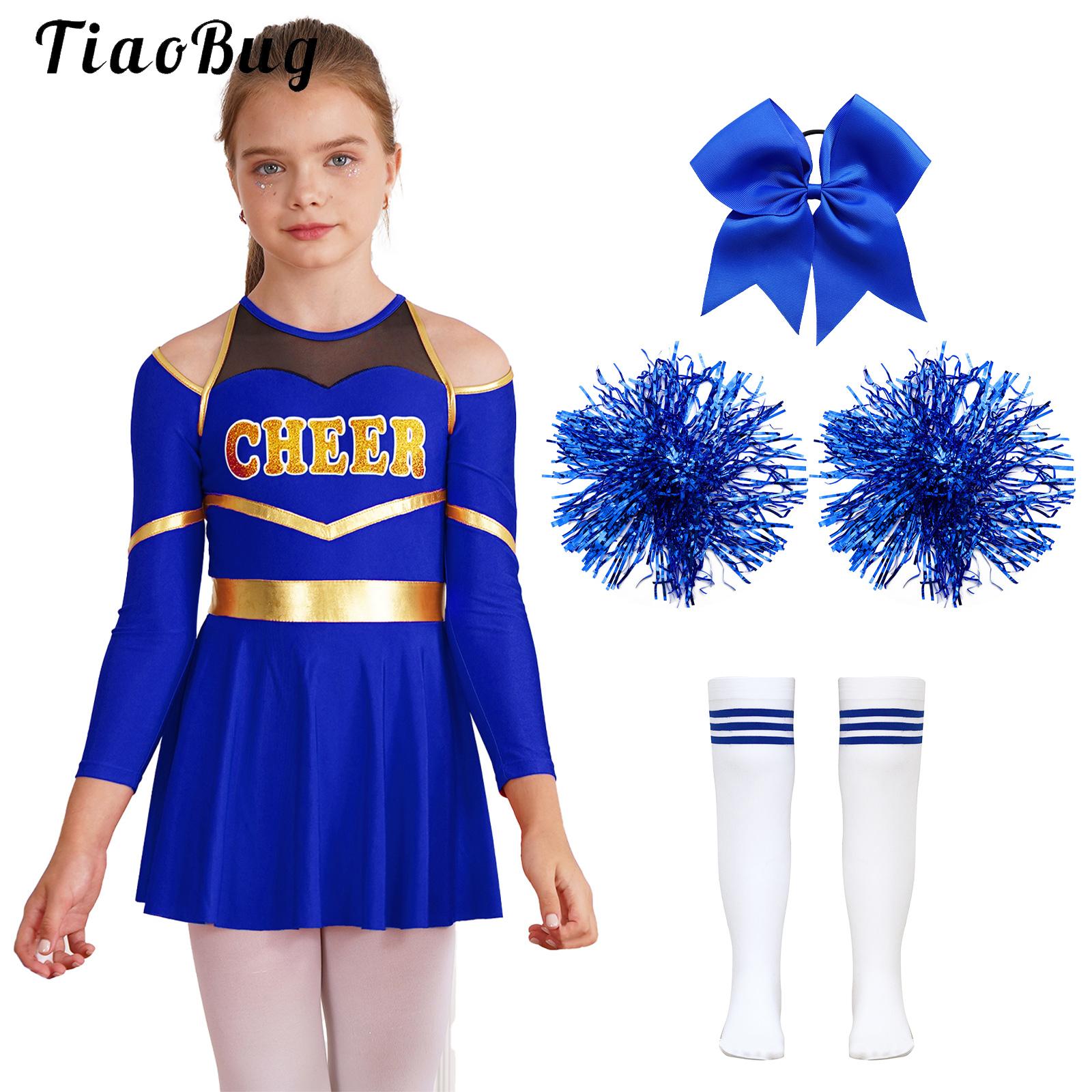 Cheerleading Pom Pom - Cheerleader-Kostüm für Mädchen, Cheerleading-Tanz-Outfit, Cheer-Uniform, Kostüm,