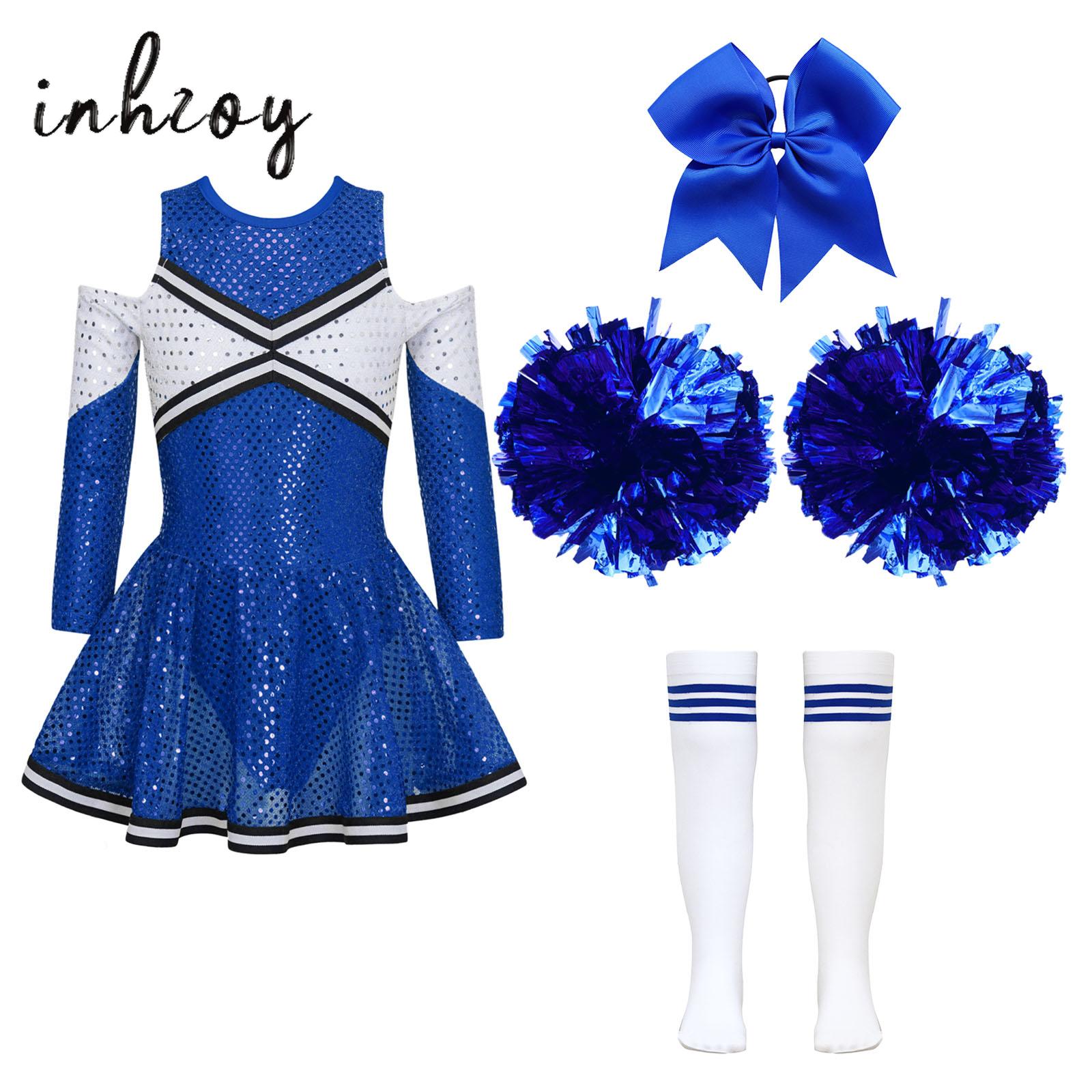 Cheerleading Pom Pom - Cheerleader-Kostüm für Mädchen, Cheerleading-Tanzkleid, Pailletten-Uniformkleid mit