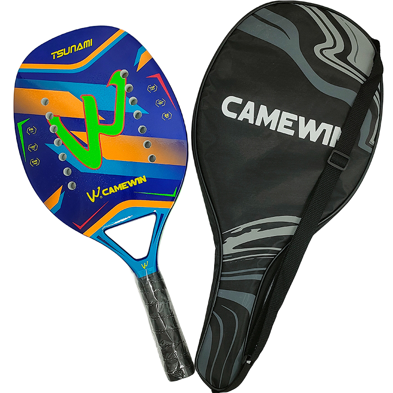 Badminton Racket Carbon - Camewin Beach-Tennis-Schläger 50% Kohlenstoff-Innenkern EVA-Schaum-Faser mit