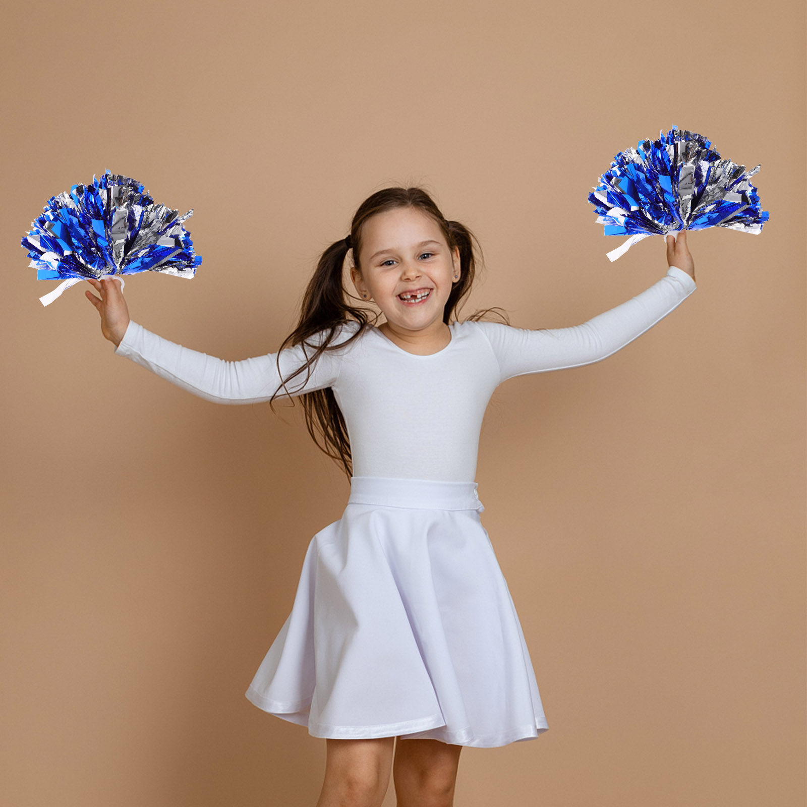 Cheerleading Pom Pom - 4 Stück Cheerleader-Pom-Poms mit Fingerringgriff, bequem,