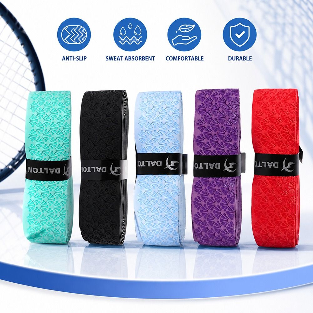 Badminton Racket Carbon - 2M Badminton-Griffband Geprägtes PU-Tennisschläger-Griffband Rutschfest Schweißabsorbierend