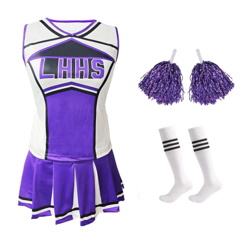 Damen Cheerleader Kostüm Unifo – Cheerleading Pom Pom Bewertung und Preis